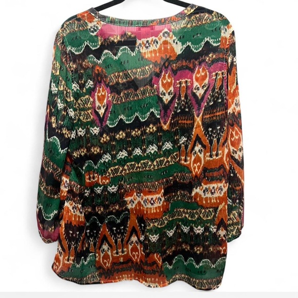 Lucky Brand Multicolor Sheer Patterned Blouse - Picture 2 of 5